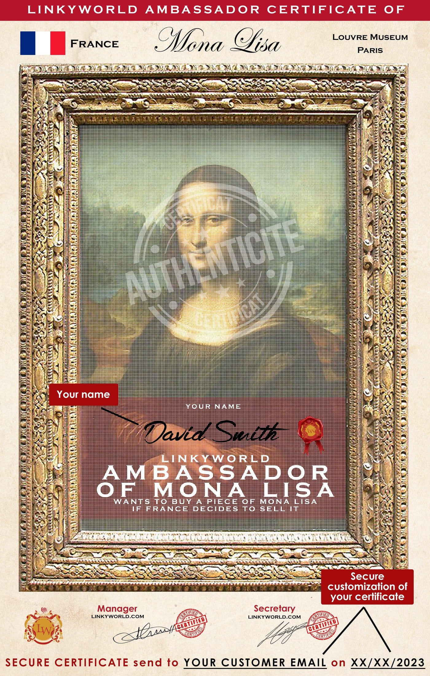 LINKYWORLD Ambassador of Mona Lisa (Louvre Museum)